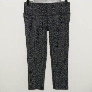 Prana Ashley Women's XS Black Gray Cross Stitch Mid Rise Capri Athletic Leggings